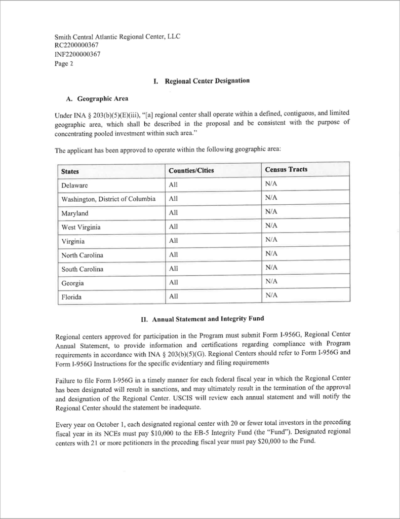 萨凡纳湖村美国投资移民SLV EB-5乡村项目 区域中心批准函